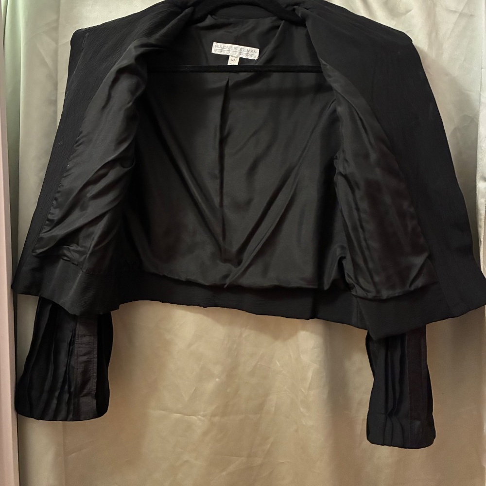 Hulda Bridgeman Design Wearable Art Black Silk Size 0 Petite Jacket Handmade EUC - Picture 7 of 16